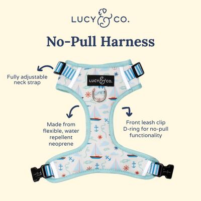 Show full view: Lucy & Co. Nautical by Nature No Pull Dog Harness, Large: 20 to 28-in chest slide 3 of 9