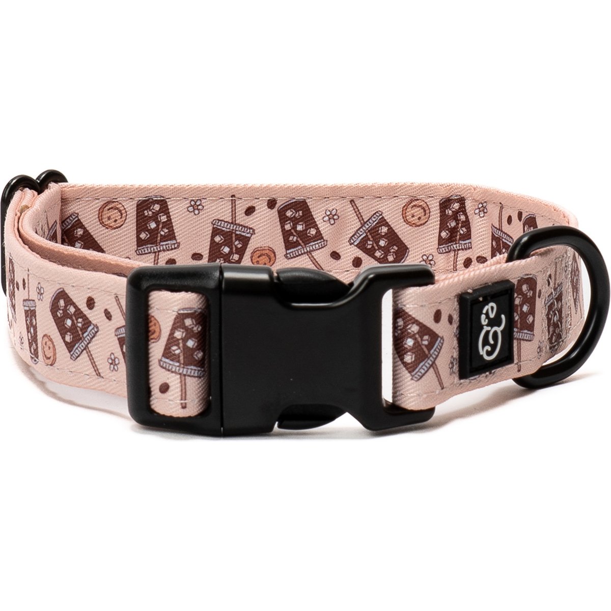 Lucy & Co. Iced Coffee SZN Polyester Dog Collar, Medium: 13 to 20-in neck, 1-in wide