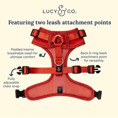 Show full view: Lucy & Co. Cherry Red No Pull Dog Harness, Medium: 17 to 23-in chest slide 3 of 4