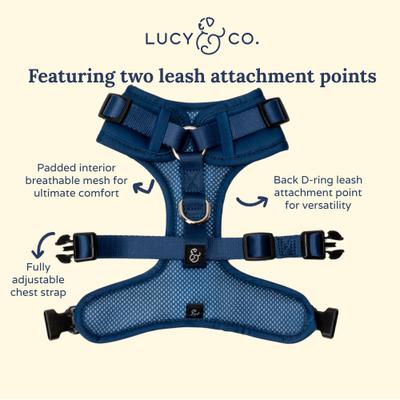 Show full view: Lucy & Co. Navy No Pull Dog Harness, Large: 20 to 28-in chest slide 6 of 7