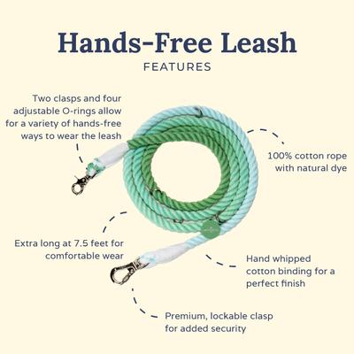Show full view: Lucy & Co. Hands-Free Rope Dog Leash, 7-ft long, 3/4-in wide, Spring Green slide 4 of 6