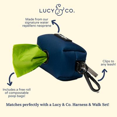 Show full view: Lucy & Co. Navy Leash Attachment Dog Poop Bag Dispenser slide 5 of 5