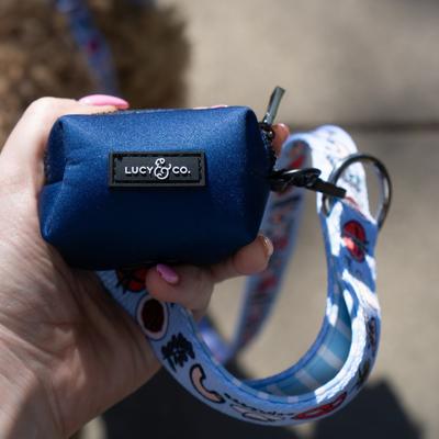 Show full view: Lucy & Co. Navy Leash Attachment Dog Poop Bag Dispenser slide 2 of 5