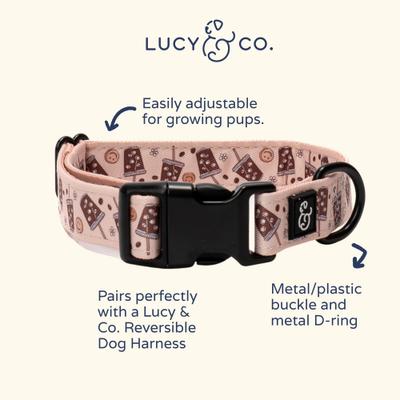 Show full view: Lucy & Co. Iced Coffee SZN Polyester Dog Collar, Medium: 13 to 20-in neck, 1-in wide slide 4 of 7