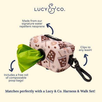 Show full view: Lucy & Co. Iced Coffee SZN Leash Attachment Dog Poop Bag Dispenser slide 2 of 6
