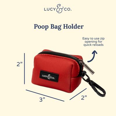 Show full view: Lucy & Co. Cherry Red Leash Attachment Dog Poop Bag Dispenser slide 2 of 3