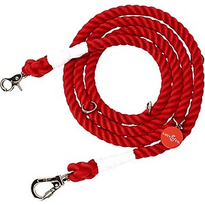 Lucy & Co. Hands-Free Rope Dog Leash, 7-ft long, 3/4-in wide, Cherry Red