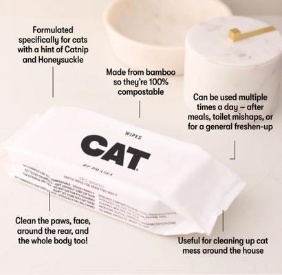 Show full view: CAT By Dr Lisa Cat Grooming Wipes, 20 count + Bamboo Slicker Cat Brush slide 5 of 9