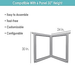 Front Row Clear Plastic Dog Pen Extension Kit, 2-Panel, Ash Gray, 30-in slide 2 of 4