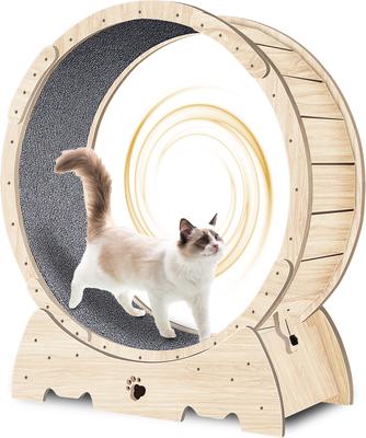 Show full view: Cesicia Carpeted Cat Exercise Wheel, Natural Wood slide 3 of 7