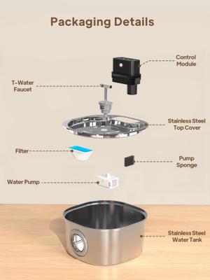 Show full view: Voluas Wireless Stainless Steel Cat Water Fountain, 3.2-liter slide 8 of 10