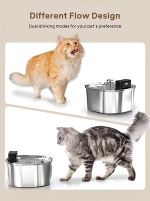 Show full view: Voluas Wireless Stainless Steel Cat Water Fountain, 3.2-liter slide 6 of 10