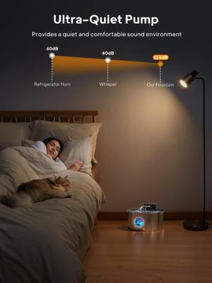 Show full view: Voluas Wireless Stainless Steel Cat Water Fountain, 3.2-liter slide 5 of 10