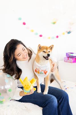 Show full view: Pearhead Happy Barkday Dog Bandana & Hat Set slide 3 of 6