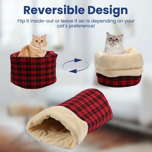 PawsPik Self Warming Covered Dog & Cat Cave Bed, Small