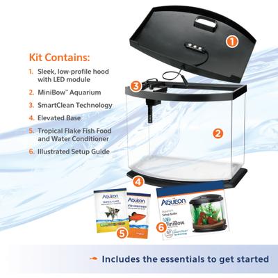 Show full view: Aqueon LED MiniBow SmartClean Fish Aquarium Kit, Black, 5-gal slide 2 of 10