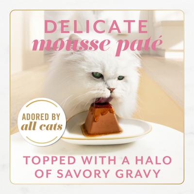 Show full view: Fancy Feast Gems Mousse Salmon & a Halo of Savory Gravy Pate Wet Cat Food, 2-oz tray, 16 count slide 4 of 11