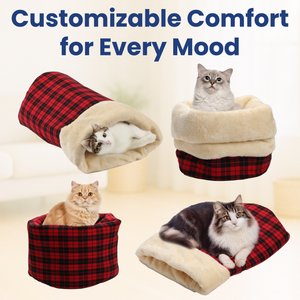 PawsPik Self Warming Covered Dog & Cat Cave Bed, Small