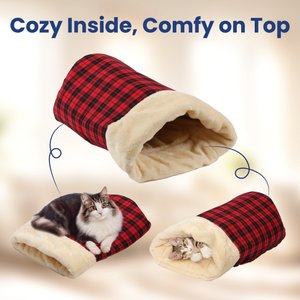 PawsPik Self Warming Covered Dog & Cat Cave Bed, Small