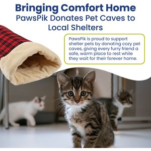 PawsPik Self Warming Covered Dog & Cat Cave Bed, Small