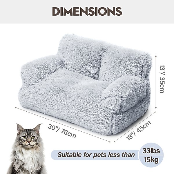 Show full view: MewooFun Calming Dog & Cat Sofa Bed with Removable Cover, 26-in, Gray slide 5 of 7