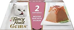 Fancy Feast Gems Mousse Salmon & a Halo of Savory Gravy Pate Wet Cat Food, 2-oz tray, 16 count