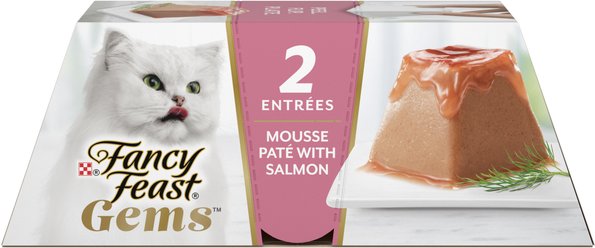 Fancy Feast Gems Mousse Salmon & a Halo of Savory Gravy Pate Wet Cat Food, 2-oz tray, 16 count