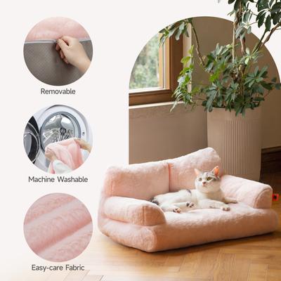 Show full view: MewooFun Fluffy Durable Dog & Cat Sofa Bed with Removable Cover, 26-in, Pink slide 5 of 8