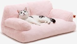 MewooFun Fluffy Durable Dog & Cat Sofa Bed with Removable Cover, 26-in, Pink