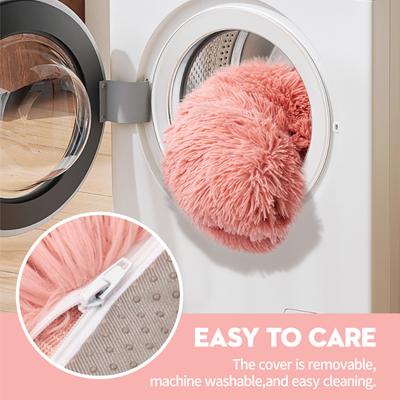 Show full view: MewooFun Calming Dog & Cat Sofa Bed with Removable Cover, 26-in, Pink slide 5 of 8