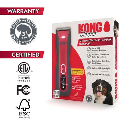 Show full view: KONG 3-Speed Cordless-Corded Dog Grooming Clipper Kit slide 6 of 8
