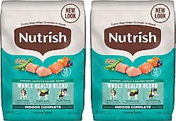 Nutrish Whole Health Blend Indoor Complete Chicken with Lentils & Salmon Recipe Dry Cat Food, 28-lb bundle 