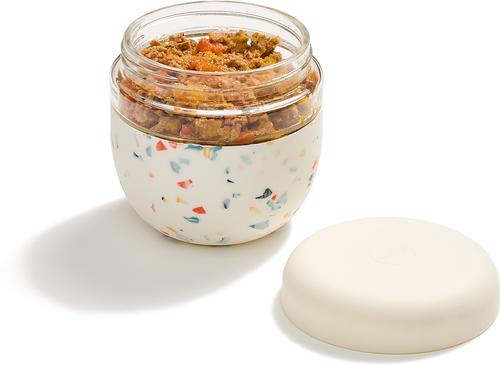 Show full view: W&P Seal Tight Glass Bowl Dog Food Storage, 24-oz, Terrazzo Cream slide 3 of 7