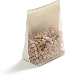 W&P Reusable Silicone Stand Up Dog Food Storage Bag, 50-oz, Cream