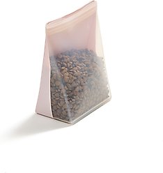 W&P Reusable Silicone Stand Up Dog Food Storage Bag, 50-oz, Blush