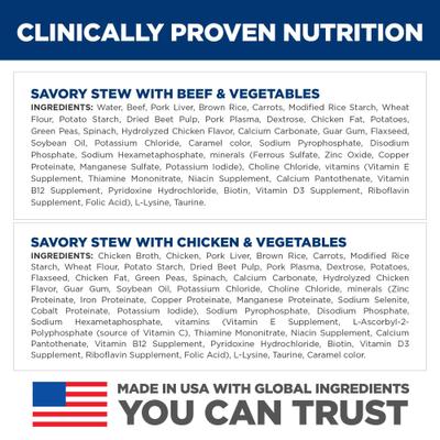 Show full view: Hill's Science Diet Adult Small Paws Chicken & Vegetables & Beef & Vegetables Variety Pack Wet Dog Food Trays, 3.5-oz, case of 12 slide 5 of 12