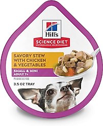 Hill's Science Diet Senior Adult 7+ Small Breed & Mini Breed Savory Chicken & Vegetable Stew Dog Food Trays, 3.5-oz, 12 count