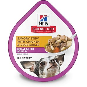 Hill's Science Diet Senior Adult 7+ Small Breed & Mini Breed Savory Chicken & Vegetable Stew Dog Food Trays, 3.5-oz, 12 count