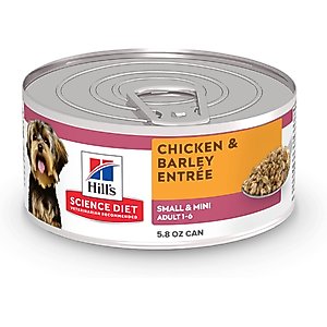 Hill's Science Diet Adult Small Breed & Mini Breed Chicken & Barley Entree Wet Dog Food, 5.8-oz can, 24 count