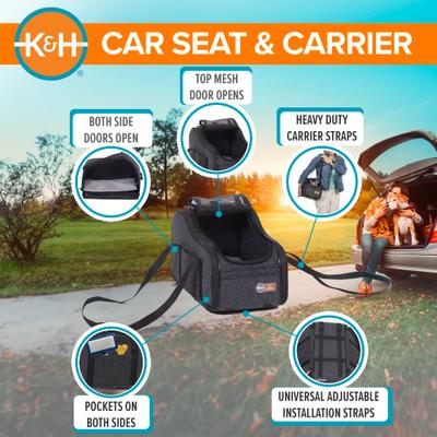 Show full view: K&H Pet Products Portable Console Dog Car Booster Seat, Charcoal slide 3 of 12