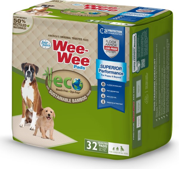 Show full view: Four Paws Eco Bamboo Dog Pee Pads, 22 x 23-in, 32 count slide 1 of 10