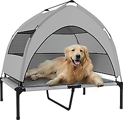 PawHut Elevated Dog Bed with Removable Canopy, Gray