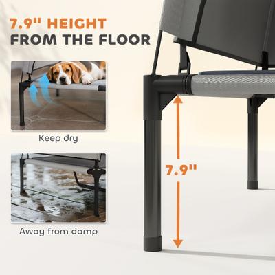 Show full view: PawHut Elevated Dog Bed with Removable Canopy, Gray slide 6 of 9
