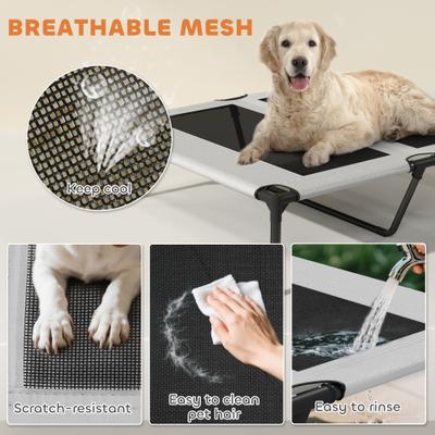 Show full view: PawHut Elevated Dog Bed with Removable Canopy, Gray slide 7 of 9
