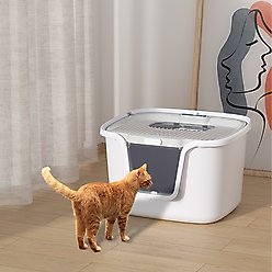 HANAMYA Seamless Molded Jumbo Cat Litter Box with Scoop