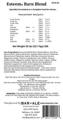 Show full view: Bar ALE Esteem Barn Blend Horse Feed, 50-lb bag slide 3 of 6