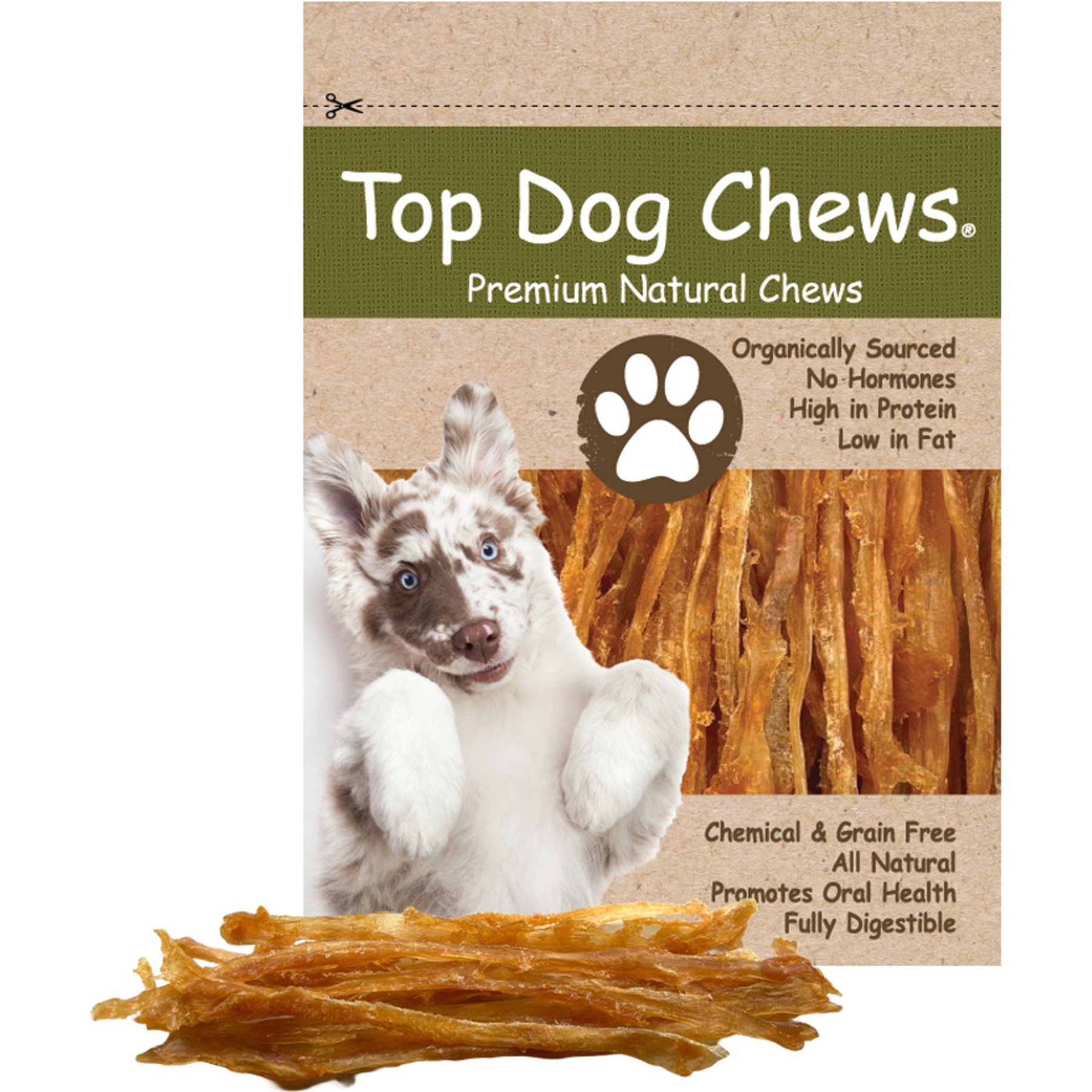Top Dog Chews Turkey Tendon Strips Dog Jerky Treats, 16-oz bag
