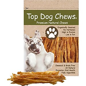 Top Dog Chews Turkey Tendon Strips Dog Jerky Treats, 8-oz bag