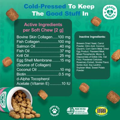 Show full view: Doggie Dailies Salmon Flavored Skin & Coat Dog Supplements, 225 count slide 7 of 11