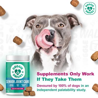 Show full view: Doggie Dailies Advanced Smoked Duck Flavored Soft Chew Hip & Joint Supplement for Senior Dogs, 120 count slide 5 of 11